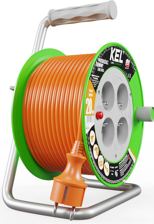 Przedłużacz elektryczny bębnowy warsztatowy o długości 20 m KEL PB-ST/M/20M/3X1/H05VV-F