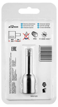 Otwornica diamentowa do kamienia, gresu, płytek, szkła, asfaltu, cegły i betonu 12 mm Graphite 55H303