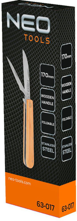 Nóż składany monterski ze szpikulcem ze stali nierdzewnej drewniane okładki o długości 170 mm Neo