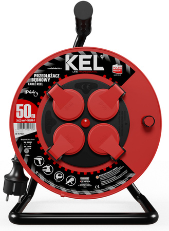 Przedłużacz elektryczny bębnowy warsztatowy o długości 40 m KEL PB-PRO/D/40M/3X1,5/H05RR-F