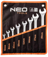 Klucze płasko-oczkowych o rozmiarach 6 - 19 mm 8 elementów Neo 09-751
