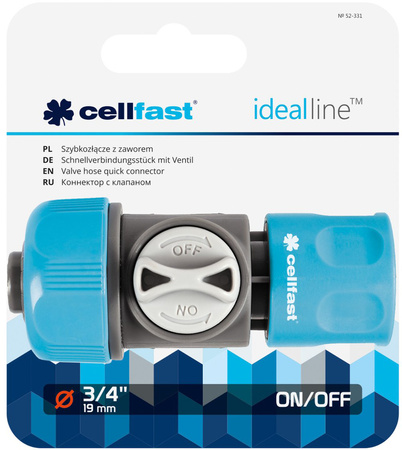 Szybkozłącze z zaworem do węża ogrodowego 3/4" IDEAL Cellfast 52-331