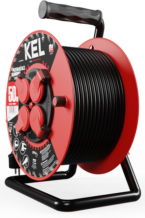 Przedłużacz elektryczny bębnowy warsztatowy o długości 50 m KEL PB-PRO/D/50M/3X1,5/H05RR-F
