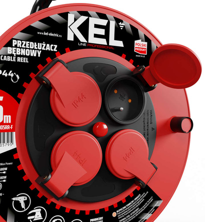 Przedłużacz elektryczny bębnowy warsztatowy o długości 15 m KEL PB-PRO/S/15M/3X1,5/H05RR-F