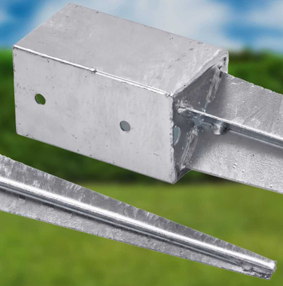 Podstawa słupa wbijana wspornik KSW o wymiarach 100 x 150 x 900 x 2 mm