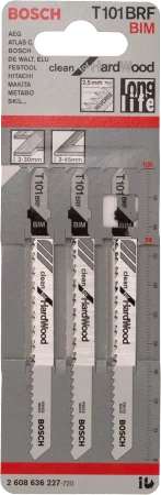Brzeszczot do wyrzynarki do drewna CLEAN FOR HARD WOOD Bosch T 101 BRF 3 sztuki