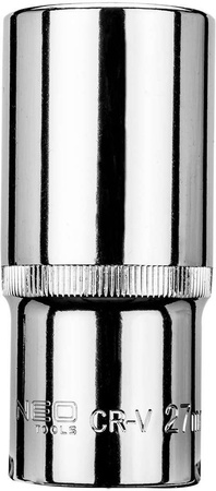 Nasadka sześciokątna długa ze stali CrV o rozmiarze 1/2" 27 mm Neo 08-477