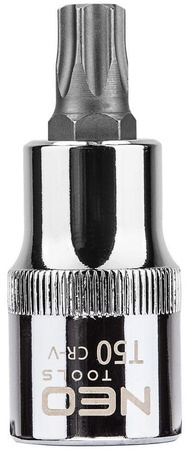 Końcówka Torx na nasadce ze stali CrV S2 o rozmiarze 1/2", T50 x 55 mm Neo 08-756