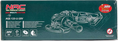 Szlifierka kątowa akumulatorowa Akumultisystem 20V Nac AGE-125-LI-20V