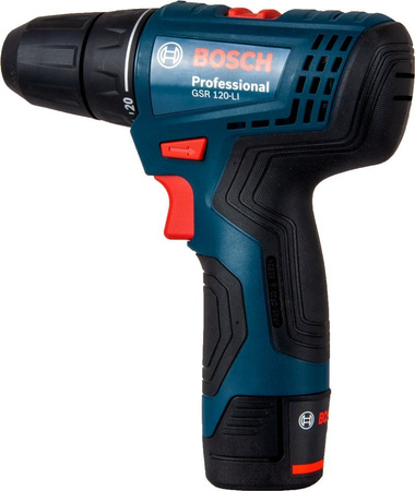 Bosch wiertarko-wkrętarka akumulatorowa GSR 120-LI + 2x2,0Ah + WALIZKA