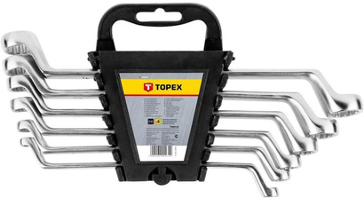 Zestaw kluczy oczkowych odgiętych ze stali CrV o rozmiarach 6 - 17 mm 6 sztuk Topex 35D855