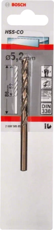 Wiertło kręte kobaltowe do metalu HSS COBALT Bosch 5,2x86 mm