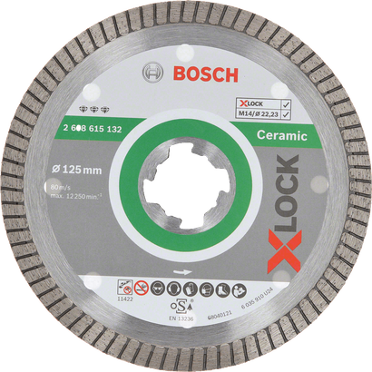 Tarcza diamentowa do ceramiki Bosch z systemem X-LOCK o średnicy D 125 mm Extra Clean Turbo 2608615132