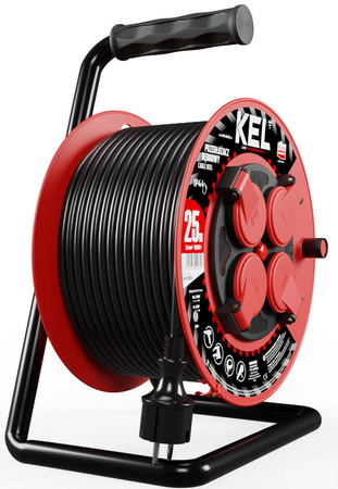 Przedłużacz elektryczny bębnowy warsztatowy o długości 25 m KEL PB-PRO/S/25M/3X1/H05RR-F