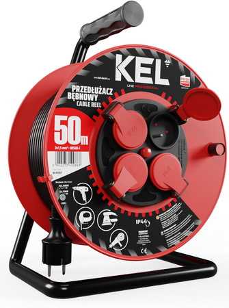 Przedłużacz elektryczny bębnowy warsztatowy o długości 50 m KEL PB-PRO/D/50M/3X1,5/H05RR-F