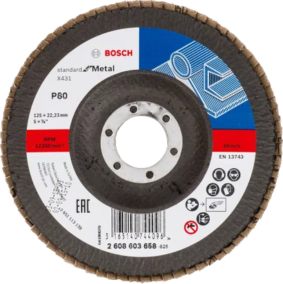 Tarcza listkowa do metalu wypukła STANDARD FOR METAL Bosch 125x22,23 mm P80