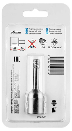 Otwornica diamentowa do kamienia, gresu, płytek, szkła, asfaltu, cegły i betonu 8 mm Graphite 55H301