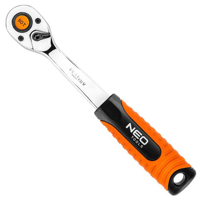 Grzechotka prosta ze stali CrV 1/4" o długości 155 mm 90 zębów, Neo 08-530