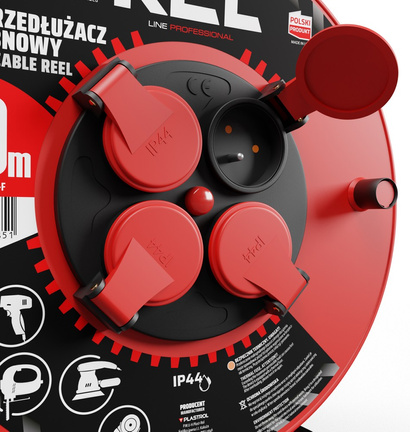 Przedłużacz elektryczny bębnowy warsztatowy o długości 40 m KEL PB-PRO/D/40M/3X1,5/H05RR-F