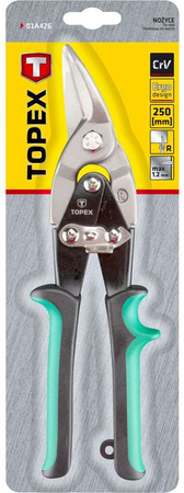 Nożyce do blachy prawe o długości 250 mm i grubości cięcia 1.2 mm Topex 01A426