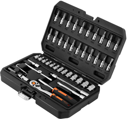 Zestaw kluczy nasadowych 1/4" 46 elementów Neo 10-004