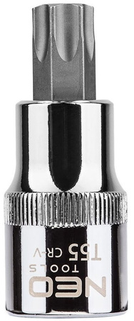 Końcówka Torx na nasadce ze stali CrV S2 o rozmiarze 1/2", T55 x 55 mm Neo 08-757