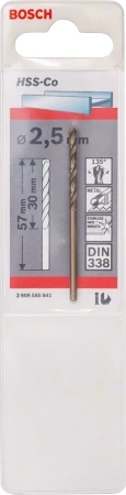 Wiertło kręte kobaltowe do metalu HSS COBALT Bosch 2,5x57 mm