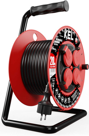 Przedłużacz elektryczny bębnowy warsztatowy o długości 20 m KEL PB-PRO/S/20M/3X2,5/H05RR-F