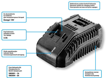 Zestaw startowy akumulator 18V 4.0 Ah + ładowarka Graphite