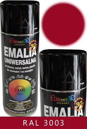 Farba emalia ftalowa uniwersalna rubinowa czerwień do drewna, metalu, betonu i plastiku RAL 3003 EUROCOLOR 400 ml