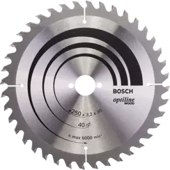 Tarcza pilarska do drewna OPTILINE WOOD Bosch 250x30 mm 40 zębów