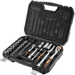 Zestaw kluczy nasadowych 1/2" i 1/4" 73 elementów Neo 10-054