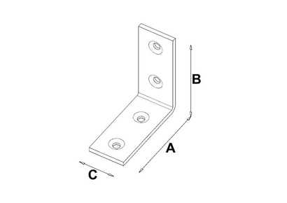 Łącznik budowlany kątowy wąski meblowy KW1 o wymiarach 30 x 30 x 17 mm