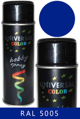 Farba uniwersalna niebieski połysk w sprayu RAL 5005 o pojemności 400 ml UC