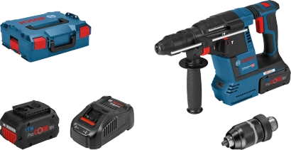 Młot udarowo-obrotowy akumulatorowy z uchwytem SDS plus + 2x5,5 Ah + walizka L-BOXX 136GBH 18V-26F Bosch