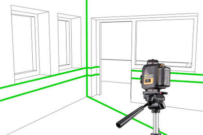 Laser liniowy samopoziomujący z wiązką zieloną Lamigo CROSS 4D