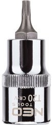 Końcówka Torx na nasadce ze stali CrV S2 o rozmiarze 1/2" T20 x 55 mm Neo 08-750