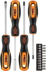 Zestaw wkrętaków i końcówek wkrętakowych z magnetyczną końcówką 14 sztuk Neo 04-194