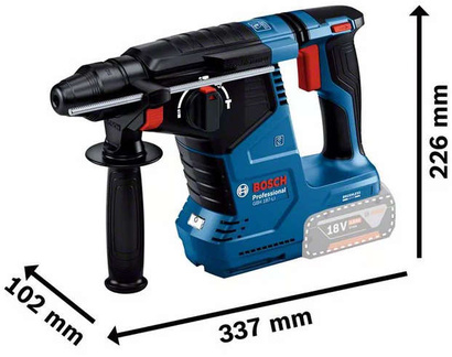 Młot udarowo-obrotowy akumulatorowy z silnikiem bezszczotkowym Bosch Professional GBH 187-LI + akumulator 18V 2 x 5.0Ah + ładowarka + walizka