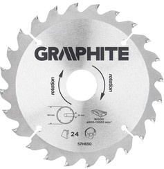 Tarcza pilarska do drewna widiowa Graphite 165x30 mm 24 zęby 57H650