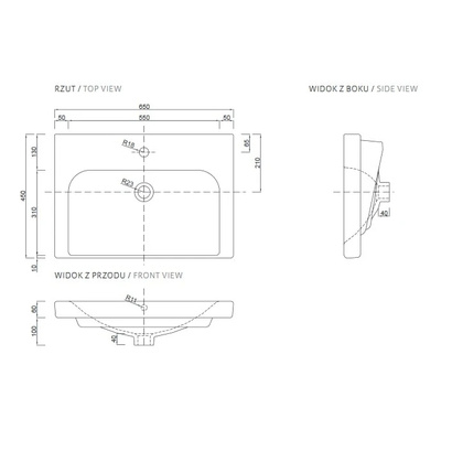 Umywalka meblowa / nablatowa Roma 65 3062