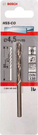 Wiertło kręte kobaltowe do metalu HSS COBALT Bosch 4,5x80 mm