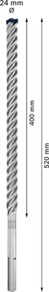 Wiertło SDS max-8X do młotów obrotowych 24 x 400 x 520 mm Bosch Expert