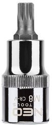 Końcówka Spline na nasadce ze stali CrV o rozmiarze M8 x 55 mm 1/2" Neo 08-732