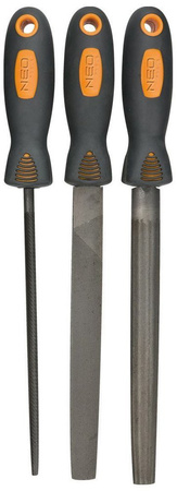Zestaw pilników do metalu wykonanych ze stali stopowej T12 o długości 200 mm 3 sztuki Neo 37-605