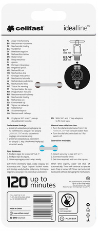Sterownik zegar mechaniczny do nawadniania ogrodu Cellfast Ideal do kranów 3/4" i 1" 52-090