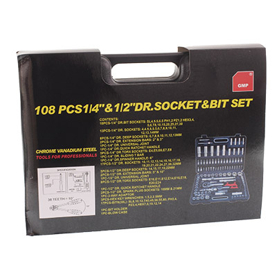 Zestaw kluczy nasadowych 1/2" i 1/4" 108 elementów Hermon