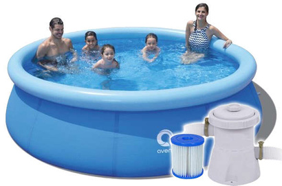 Basen ogrodowy rozporowy okrągły niebieski o wymiarach 420 x 84 cm i pojemności 7820 l Avenli + pompa filtrująca