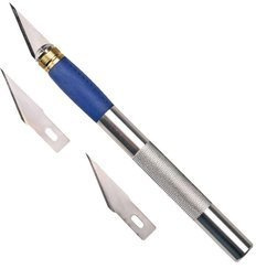 Nóż modelarski z uchwytem metalowym radełkowanym 3 ostrza Topex 17B703