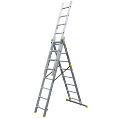 Drabina aluminiowa trzyelementowa 8-stopniowa 3x8 150kg Metalkas BS-DW_3X8